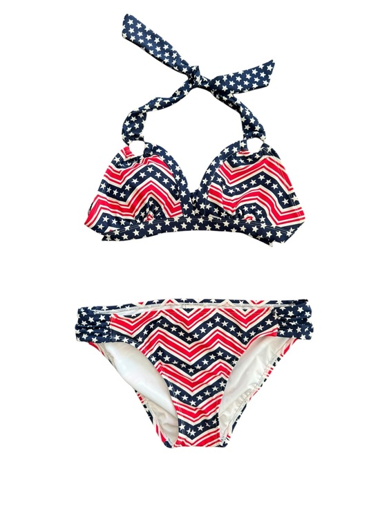 Catalina Other - Catalina Patriotic Stars Stripes Low Rise Halter Bikini Navy Red Size Med 8/10